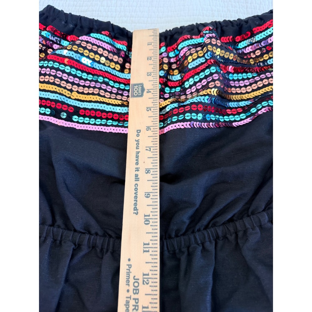 Carolina K Black Sequin Strapless Jumpsuit Multi Color Boho Bandeau One Piece - Picture 7 of 10